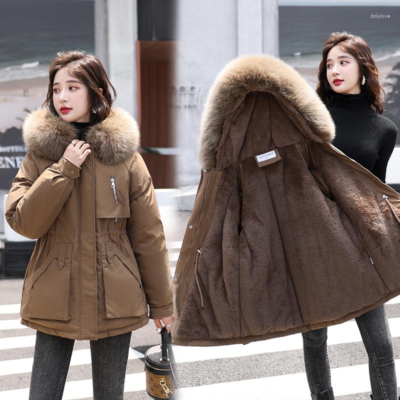 

Women's Trench Coats Winter Jacket Women's Parka Fashion Coat Hooded Loose Warm Snow With Fur Collar Thickened, Green