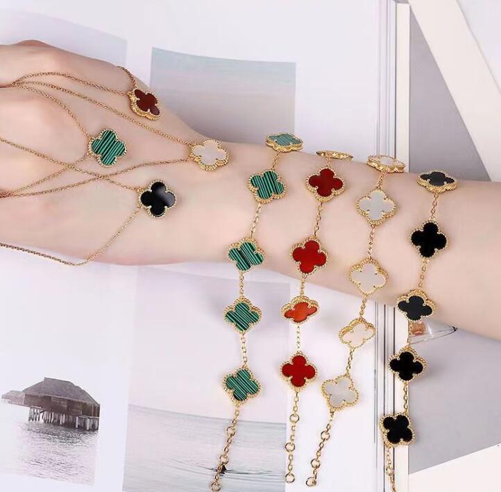 

Fashion Classic 4/Four Leaf Clover Charm Bracelets Bangle Chain 18K Gold Agate Shell Mother-of-Pearl for Women Girl Wedding Mother' Day Jewelry Women