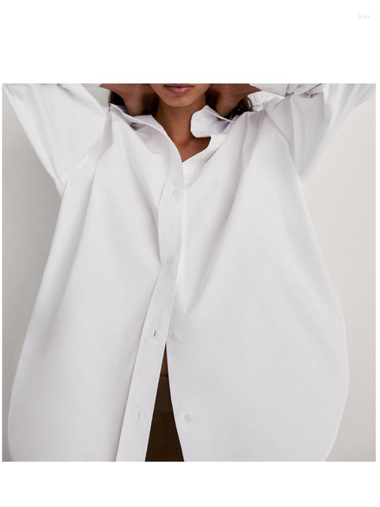 

Women's Blouses 2023 Spring Autumn Fashion White Long Sleeve Cotton Shirt Women Female Casual Simple Loose Solid Tops Ladies