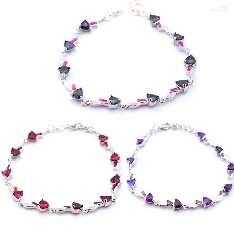 

Link Bracelets Women Party Gift Silver Fire Opal Fashion Free Ship B015