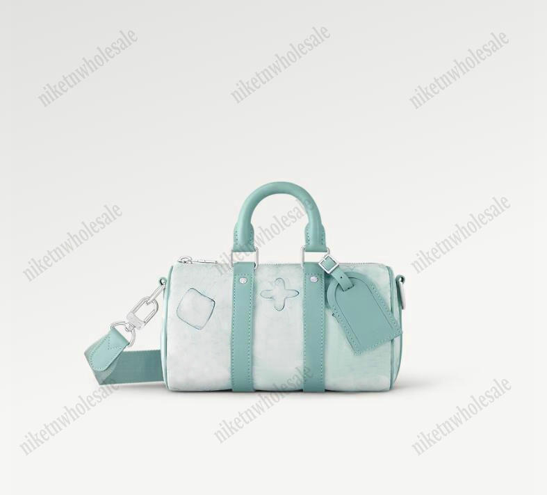 

M22527 Crystal Blue Keepall Bandouliere 25 Designer Luxurys Men's Shoulder Bag 3D Waterdrop Effect Printed Crossbody Monograms Aquagarden canvas Purse, Color#01