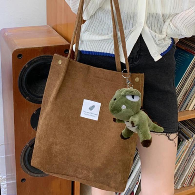 

Shopping Bags Shoulder Shopper Corduroy Canvas Girl Grocery Organizers Bag Travel Party Women Handbags With Fashion Accessory, Green