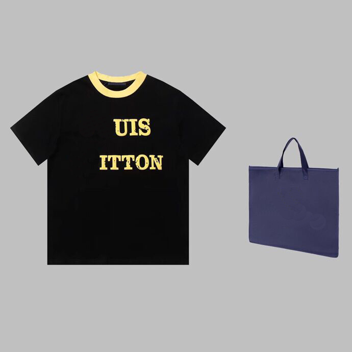 

2023ss spring and summer T shirt pure cotton fabric OS version round neck short-sleeved women's men's high-quality men's T shirt casual m-3xl i38s7, Black