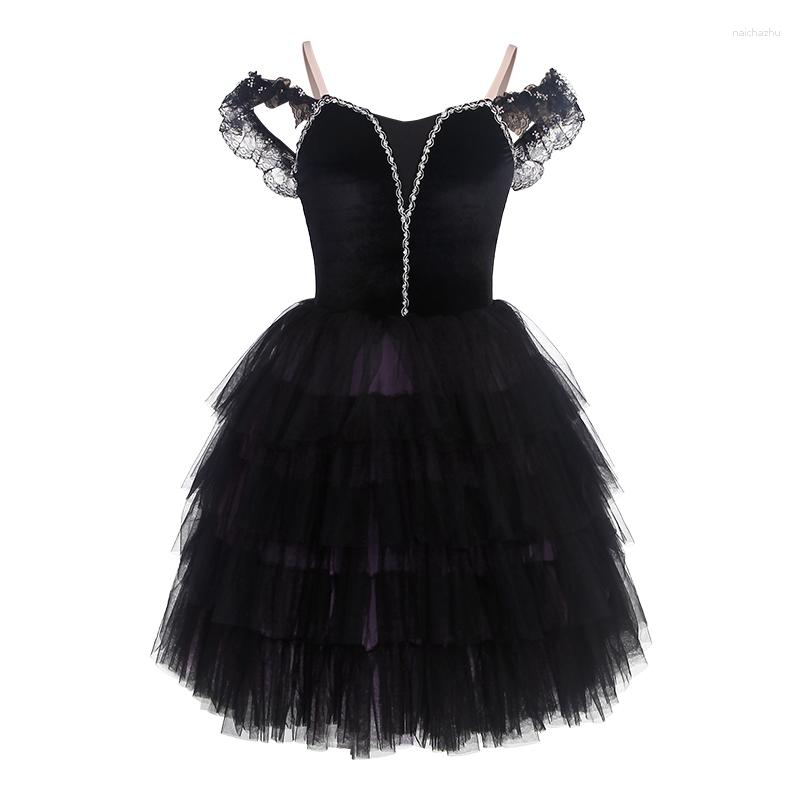 

Stage Wear All Seasons Women Or Girls'S Black Red Black_Purple Upper Body Velvet Long Gauze Skirt H23061B, Kid black red