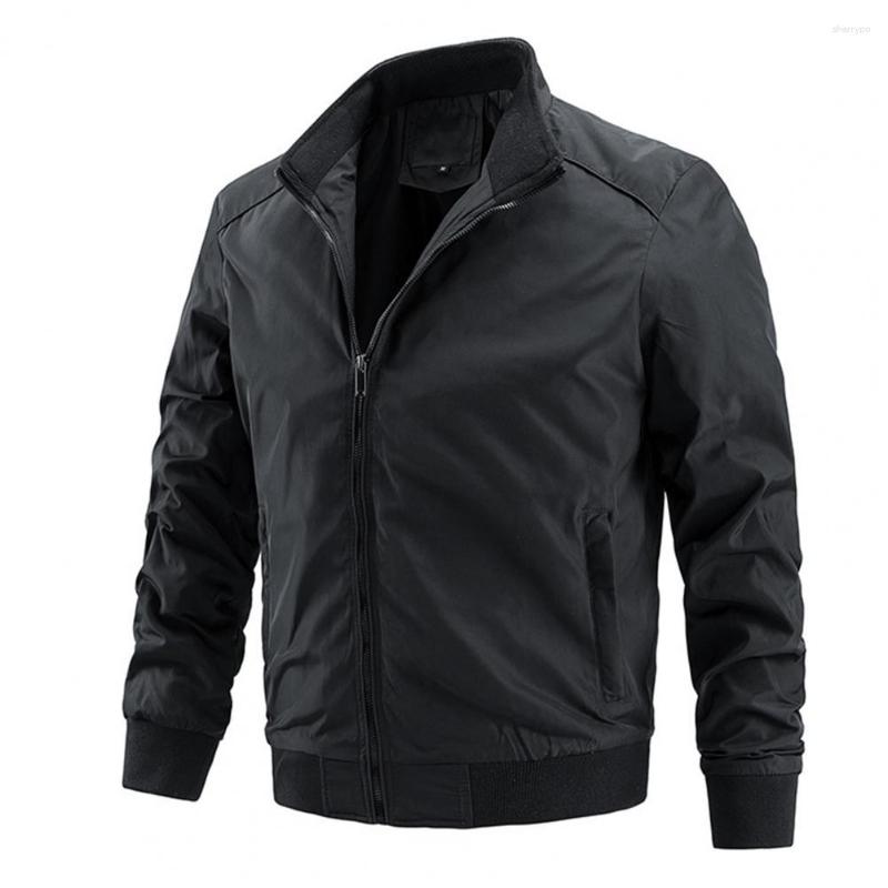 

Men's Jackets Men Outerwear Long Sleeve Jacket Slim Zipper Windbreaker, Black