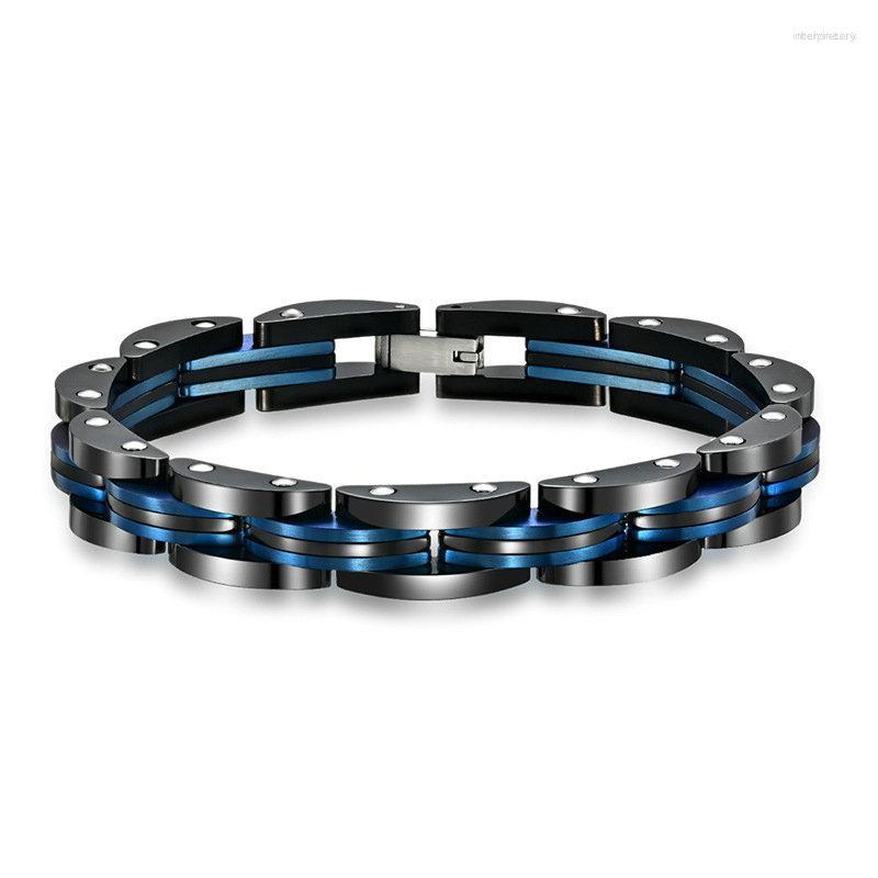 

Link Bracelets High Quality Mens Stainless Steel Two-Tone Plated Square Bracelet Street Jewelry For Men