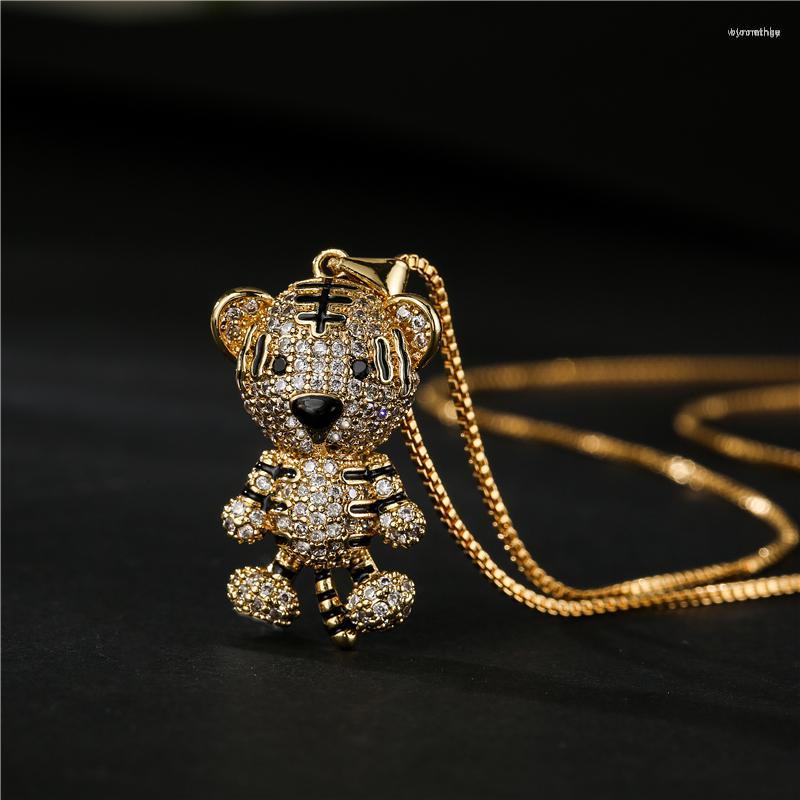 

Pendant Necklaces 2023 Fashion Lovely Tiger Necklace For Women Girl Gold Color Copper CZ Wedding Jewelry Female Engagement