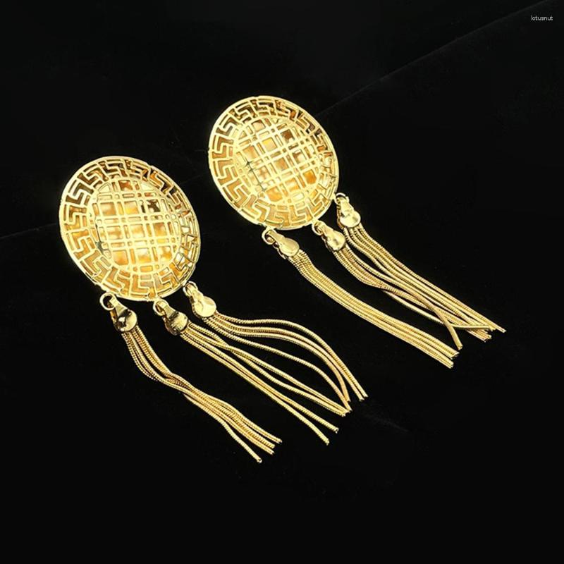 

Dangle Earrings Trendy Metal Tassel For Woman 24K Gold Plated Copper Alloy Fashion Jewelry Temperament Girl's Daily Wear