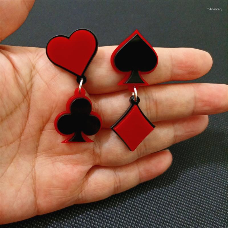 

Dangle Earrings KUGUYS Poker Sign Drop For Women Girls Red Black Heart Everyday Party Cute Acrylic Fashion Jewelry Accessories