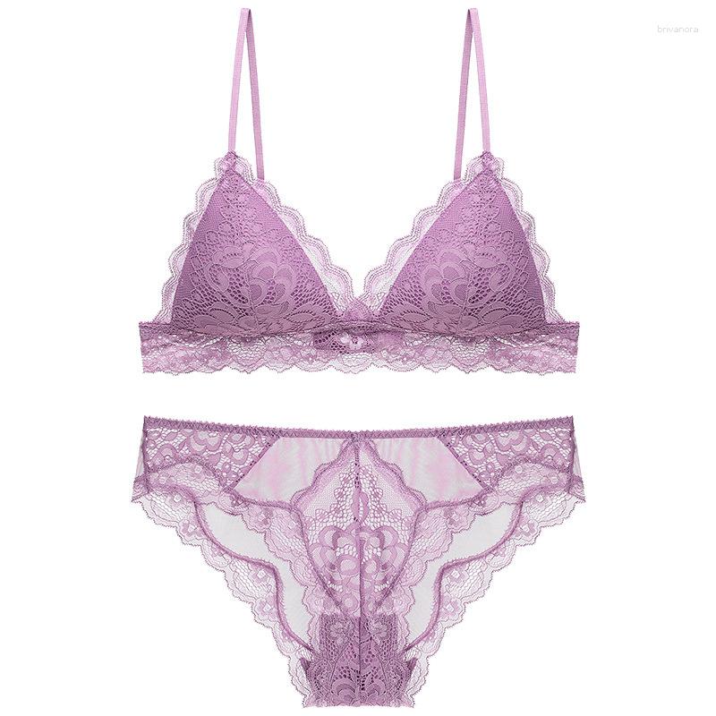 

Bras Sets French Bralette Sexy Temptation Women Bra Set Thin Breathable Lingerie Sleeping Soft & Panty Triangle Cup Brassiere, Black