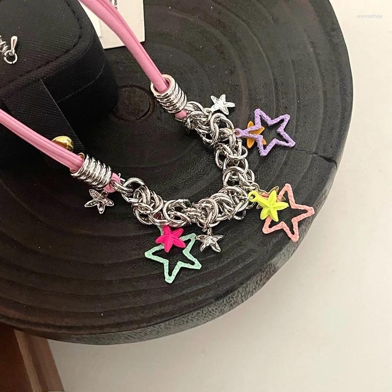 

Pendant Necklaces 2023 Kpop Y2K Colorful Hollow Star Pentagram Choker Chain Necklace For Women Sweet Cool Charm Aesthetic Harajuku Trend