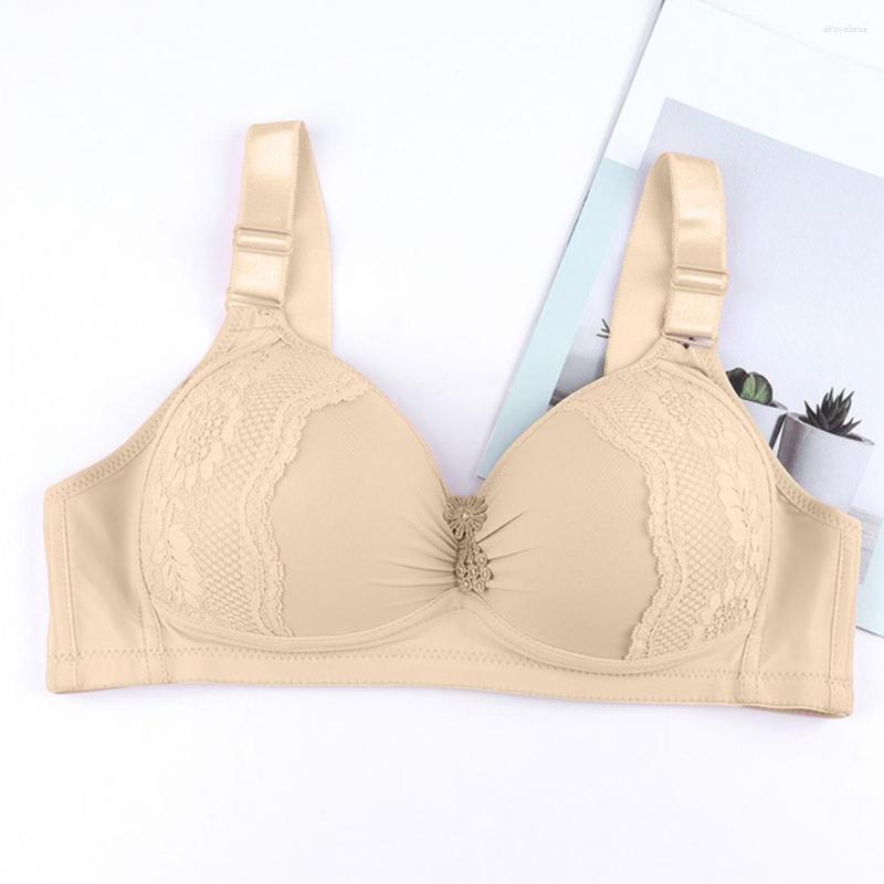 

Bras Women Adjustable Shoulder Straps Thin Full Cup Bra Seamless Anti-sagging Push-up Wireless Lace Decor Brassiere, Blue