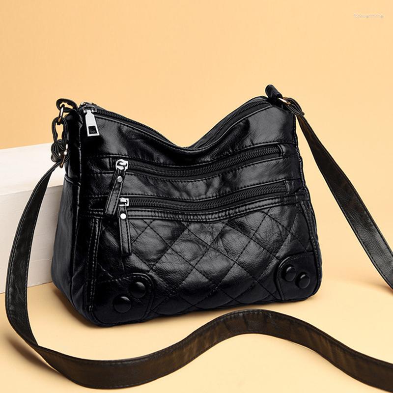 

Evening Bags Women Soft Shoulder Bag PU Leather Purse Solid Messenger Crossbody Mother Female Retro Multipocket Handbag Ladies, Yellowish brown