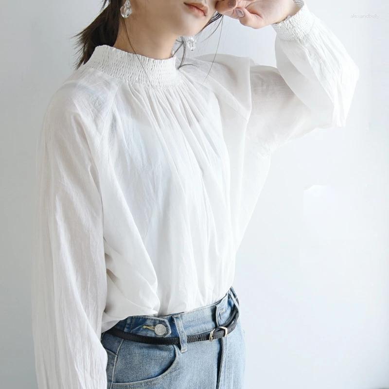 

Women's Blouses 2023 Summer Japanese Long Sleeve Shirt Women's Pleated Design Temperament Top, Black