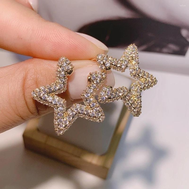 

Stud Earrings Korean Sweet Pentagram Geometric Shiny Star Holiday Gift Girls Romance Summer Classic Fine Jewelry