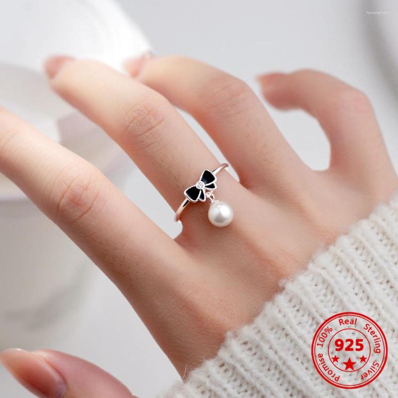 

Cluster Rings 925 Sterling Silver Drip Glue Love Pearl Ring Ins Wind Fashion Classic Women's Finger Jewelry Ornaments Gift