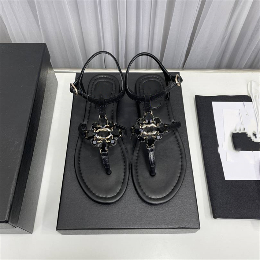 

Fashion Sandals Luxury Design 2023 Channel Women's High Heels Business Work Leather Canvas Casual Student Sandals 07-016