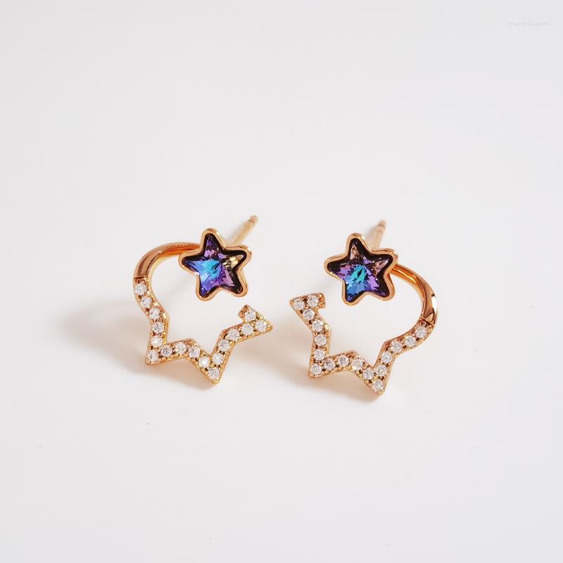 

Stud Earrings Korean Made With Austrian Crystal For Girls Party Jewelry 2023 Star Designer Gold Color Studs Women Bijoux