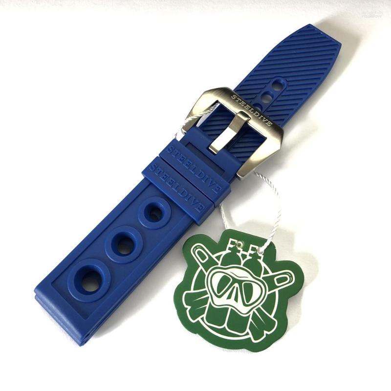 

Watch Bands STEELDIVE Automatic Strap Replacement 22mm Bracelets Blue Dive Watches Rubber 20/22mm