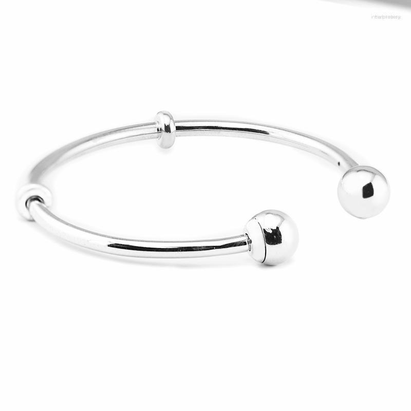 

Bangle Fits European Beads Charms 925 Sterling-Silver-Jewelry Est Sleek Open For Women DIY Jewelry