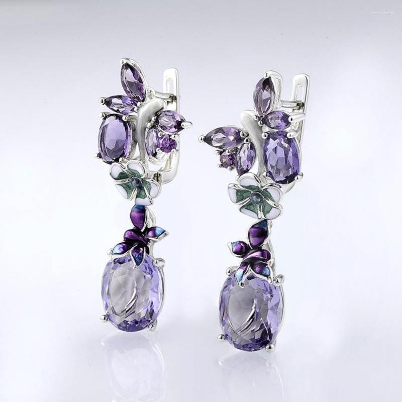 

Dangle Earrings WUKALO Romantic Purple Butterfly Women Vintage Party Elegant Female Accessories Fine Anniversary Gift Drop