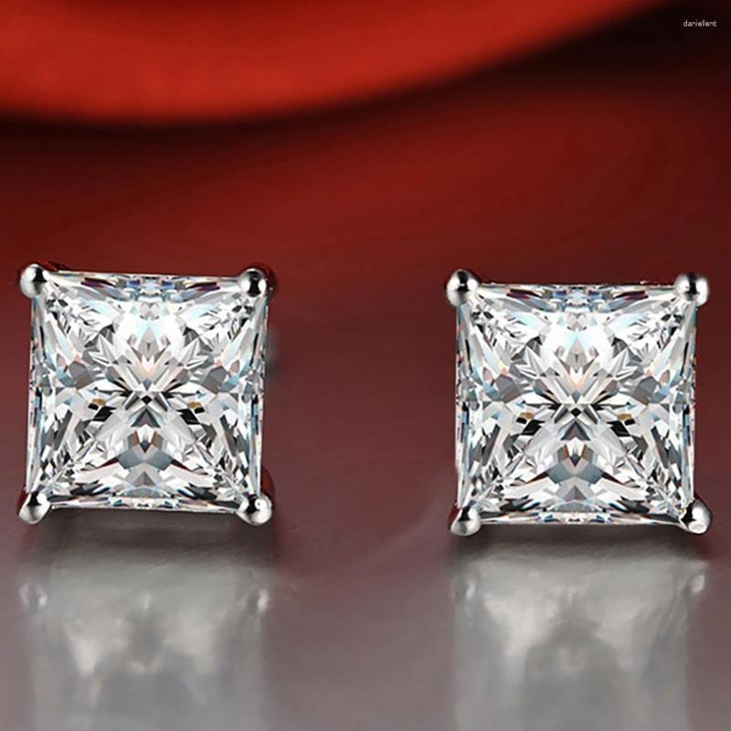 

Stud Earrings 14K Au585 White Gold Women Moissanite Diamonds 2 Carat Princess Square Wedding Party Engagement Anniversary