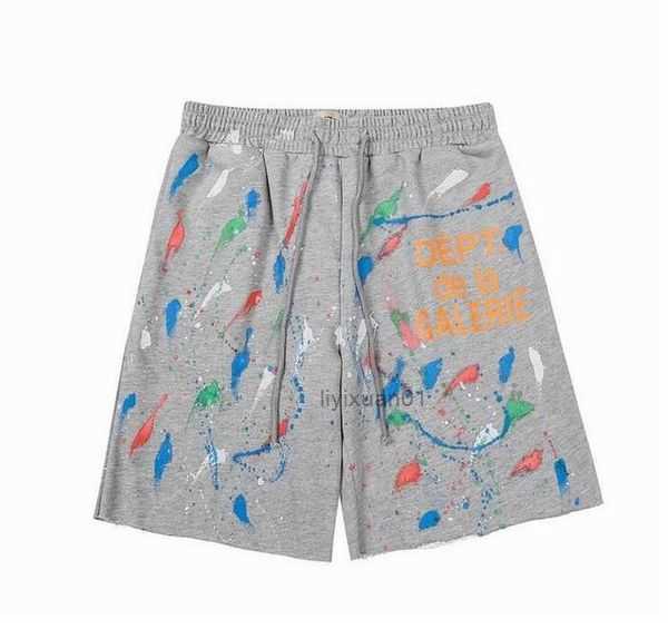 

Men' Shorts American Fashion Brand Galleryes Depts Hand-painted Splash Printing Pure Cotton Terry Fog High Street 5-point Casual Pants 13 T32S, Cu1