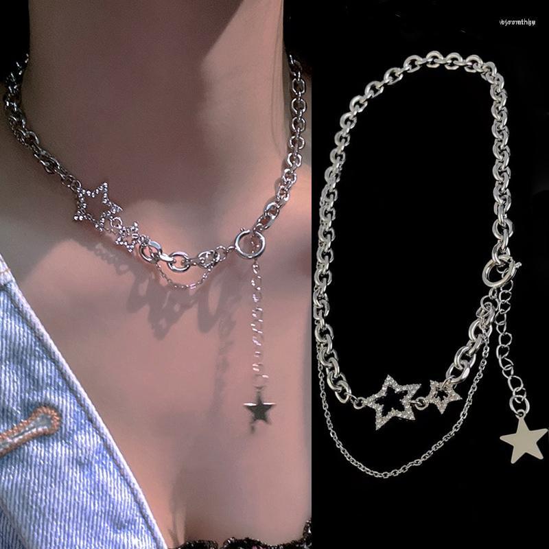 

Chains Vintage Exquisite Star Charms Pendant Necklaces Trendy Jewelry Cool Y2k Shiny Crystal Pentagram Necklace Choker For Women