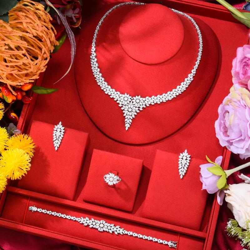 

Necklace Earrings Set GODKI TASSEL DROP 4pcs African Jewelry For Women Party Gift Dubai Cubic Zircon Nigeria Wedding, Picture shown
