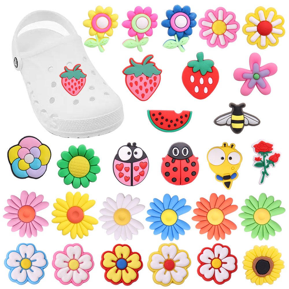 

Flowers Watermelon Insects Colorful Croces Charm Kids Shoe Button Accessories Fit Jibz Holiday Gifts