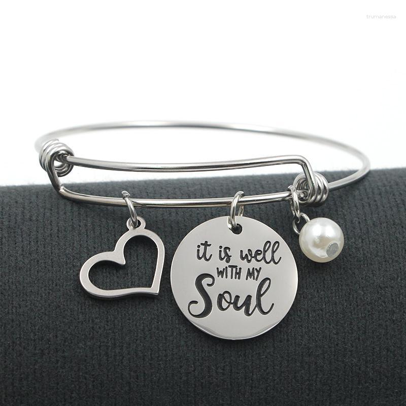 

Bangle It Is Well With My Soul Bible Verse Bracelet Stainless Steel Heart Charm Bracelets Christian Jewelry GiftsBangle Raym22