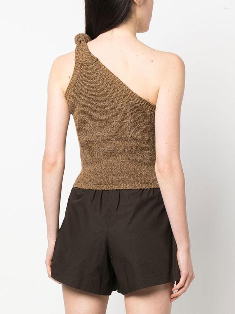 

Women's Tanks Sexy Y2K One Shoulder Crop Tops For Women 3D Sleeveless Halter Camisole Tank Top Fairy Vintage Mini Vest T-Shirts Clubwear, Brown