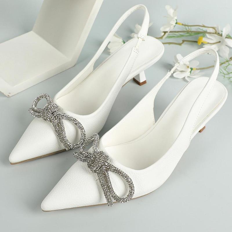 

Dress Shoes RIBETRINI 2023 Brand High Heeled Women Pumps Crystals Decoration Open Toed Slingback Slip-on Design Fashion For Ladies, Rosy red