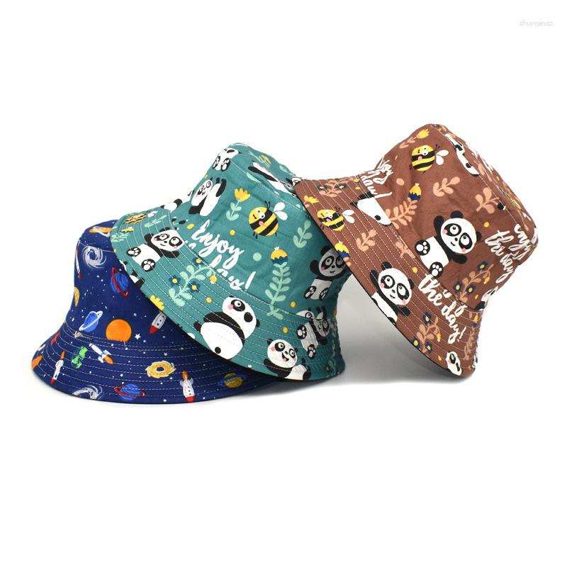 

Berets Cartoon Panda Print Fishing Hats For Women Girls Spring Autumn Streetwear Blue Breathable Cap Female Bucket Hat Designer, Green