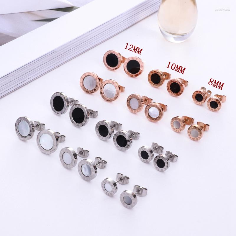 

Stud Earrings Vintage Roman Numerals Stainless Steel Rose Gold Color Earring For Women Wedding Party Jewelry