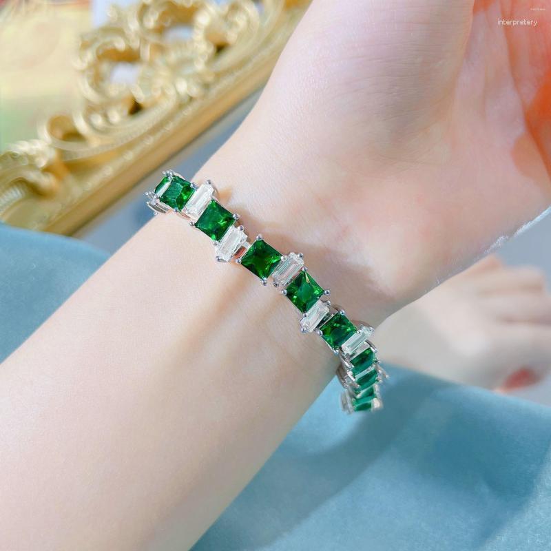 

Link Bracelets Foydjew Luxury Designer Jewelry Simulation Emerald Gemstone Square Green Zircon Adjustable Bracelet For Women