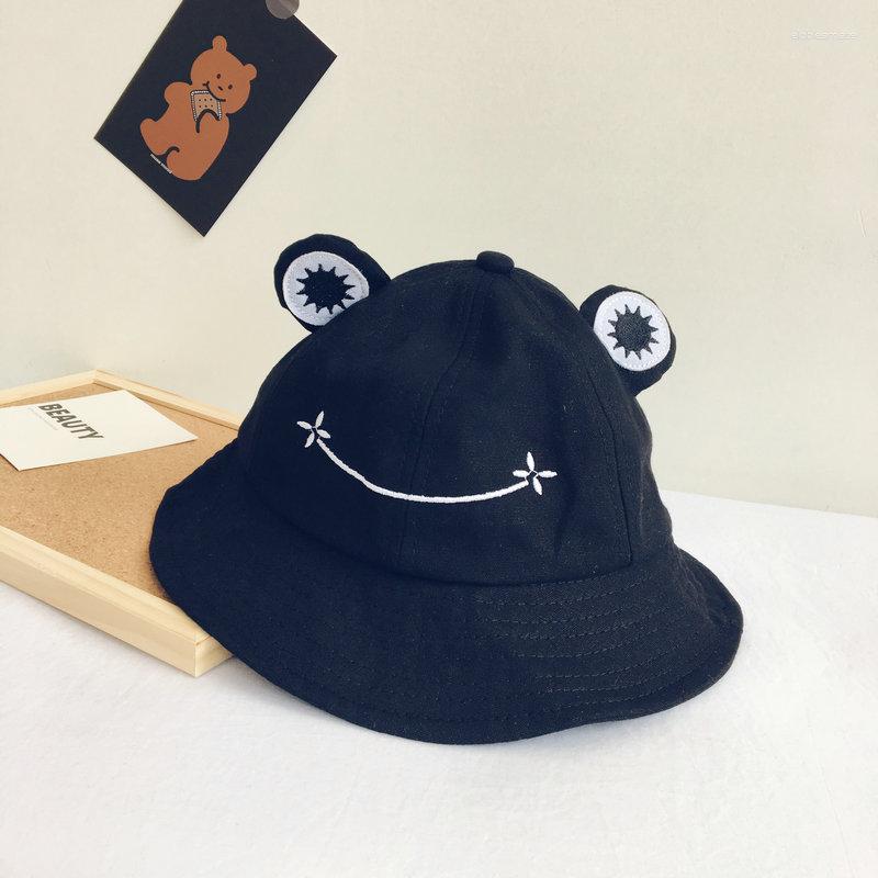 

Berets 2023 Four Seasons Cotton Cartoon Embroidery Bucket Hat Fisherman Outdoor Travel Sun Cap For Children Boys And Girls 40, Black