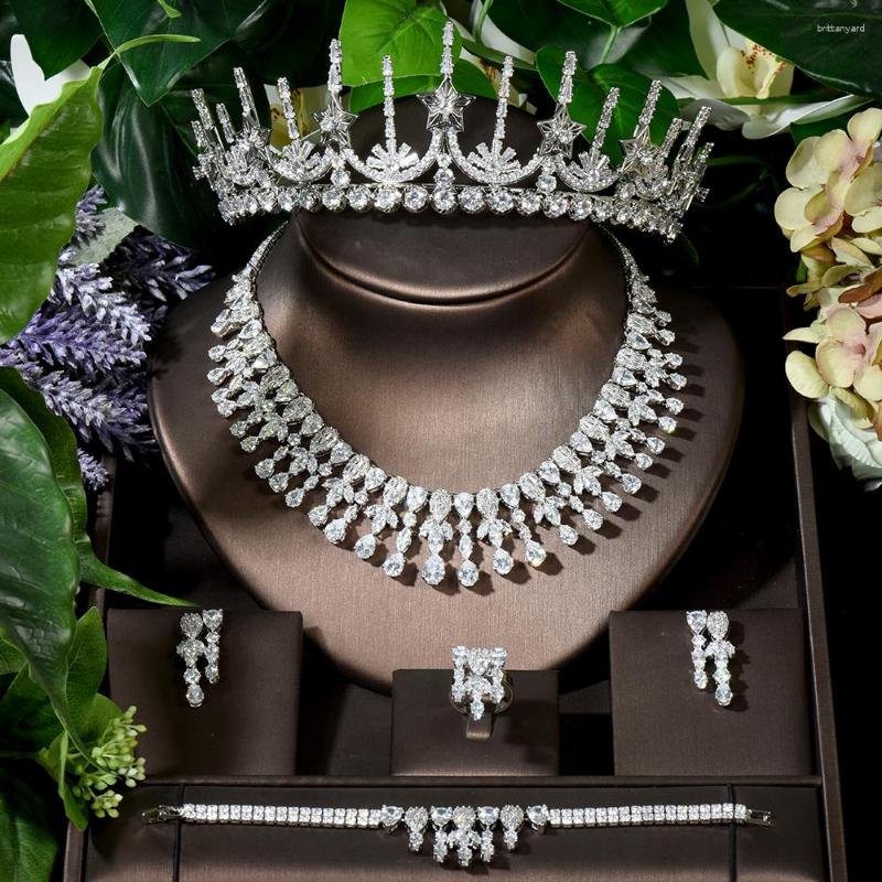 

Necklace Earrings Set Fashion Elegant Cubic Zirconia 5pcs Sets African Jewelry For Wedding Party Gifts Wholesale Price N-1617, Picture shown