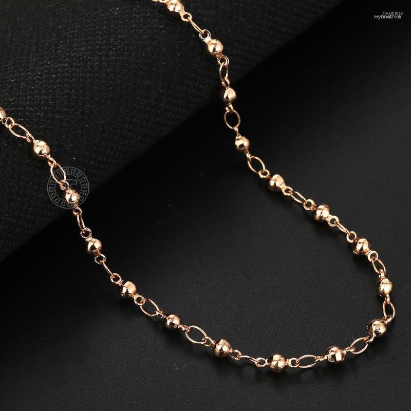 

Chains Elegant 4mm 585 Rose Gold Color Bead Chain Necklace For Women Girls Lobster Clasp Wedding Party Jewelry Gift 50cm60cm CN32