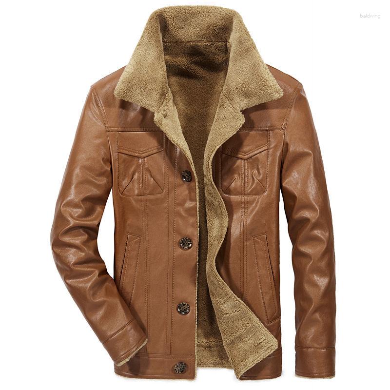 

Men's Jackets Men's Leather Jacket PU Coats 2023 Winter Mens Clothing Thermal Outerwear Fur Male Fleece Drop, Black
