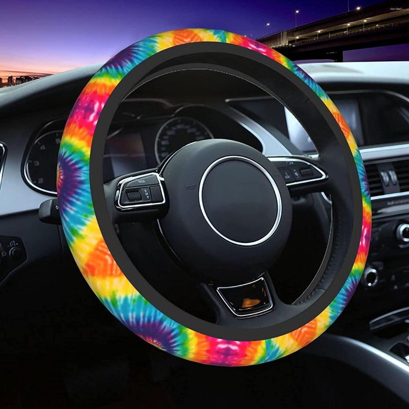 

Steering Wheel Covers Tie Dye Cover Car Accessories Decoration For Women Universal 15 Inch Auto Protector Interior Decor