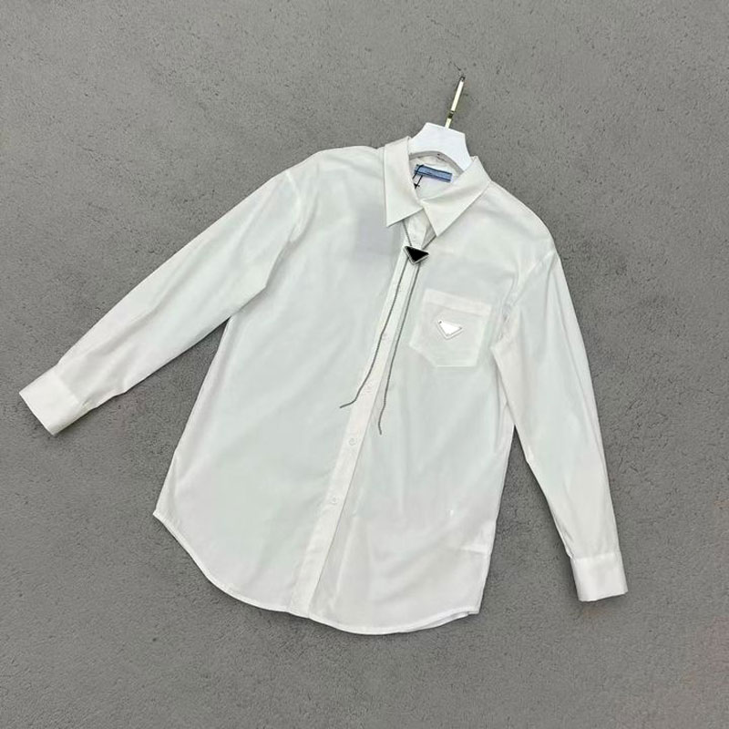 

Womens Blouses Fashion Long sleeve lapel designer shirts Casual Versatile Shirt chain retraction design streetwear Daily clothes