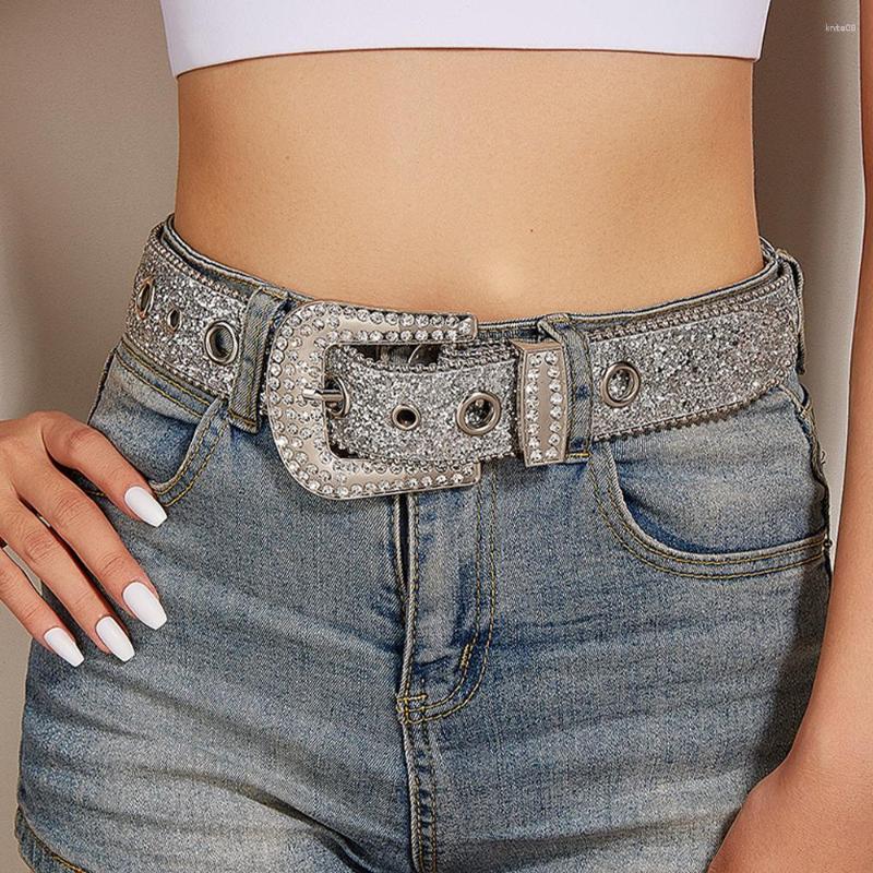 

Belts PU Leather Strap For Rhinestone Women's Adjustable Metal Buckle Waist Belt Western Cowboy Y2K Girls Fashion Jeans, Style