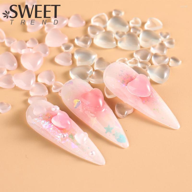 

Nail Art Decorations 30/100pcs Love Heart Decoration Valentine Color UV Light Change Ornament Jelly 3D Stereo Cheek Is Red Crystal Part