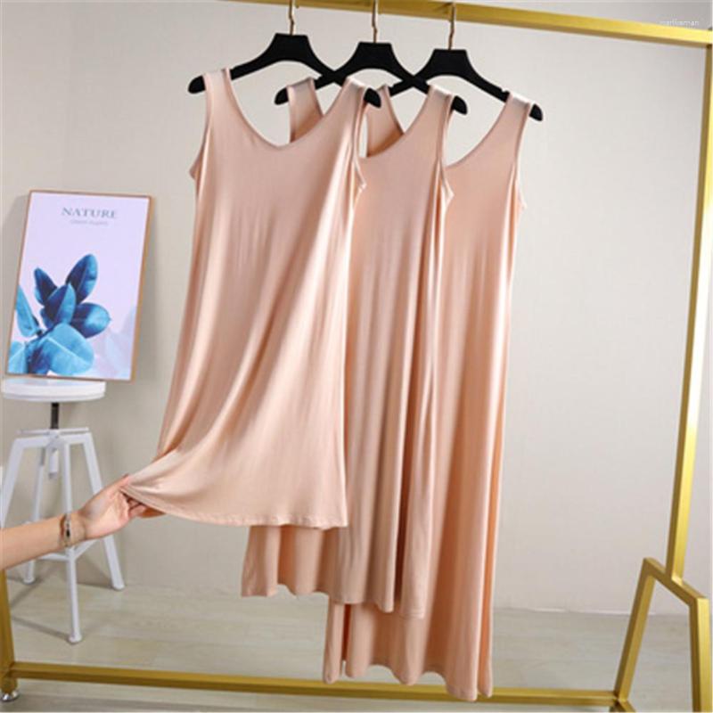 

Casual Dresses High Quality 2023 Women Spring Summer Sleeveless Sexy Dress Loose Soft Modal Midi Plus Size Black Shirt Y4872, Grey short