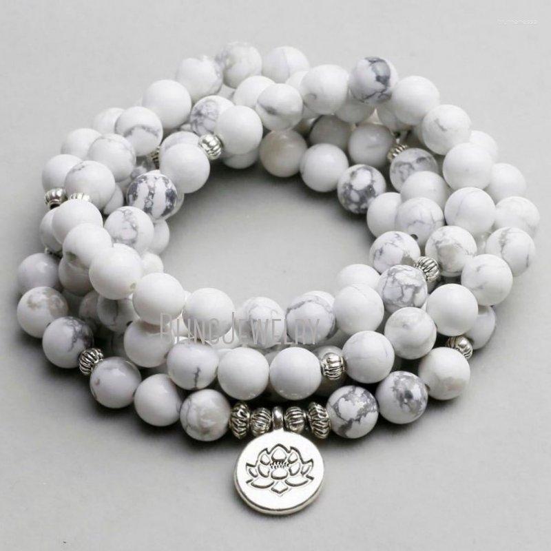 

Strand Beaded Strands WMB36413 Howlite Mala Beads Bracelet 108 White Prayer Bead Necklace Yoga Meditation Bracelet-chakra Wrap Raym22