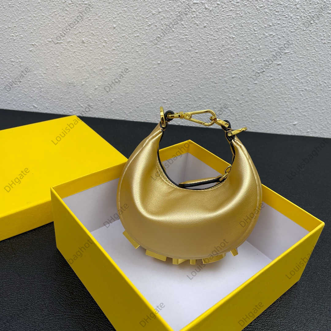 

7a Handbag Mini Bag Vintage Bag Crescent Shoulder Bag Small French Face Women Bag Underarm Bag Tramp Lacquer Leather Letter Handbag, Gold