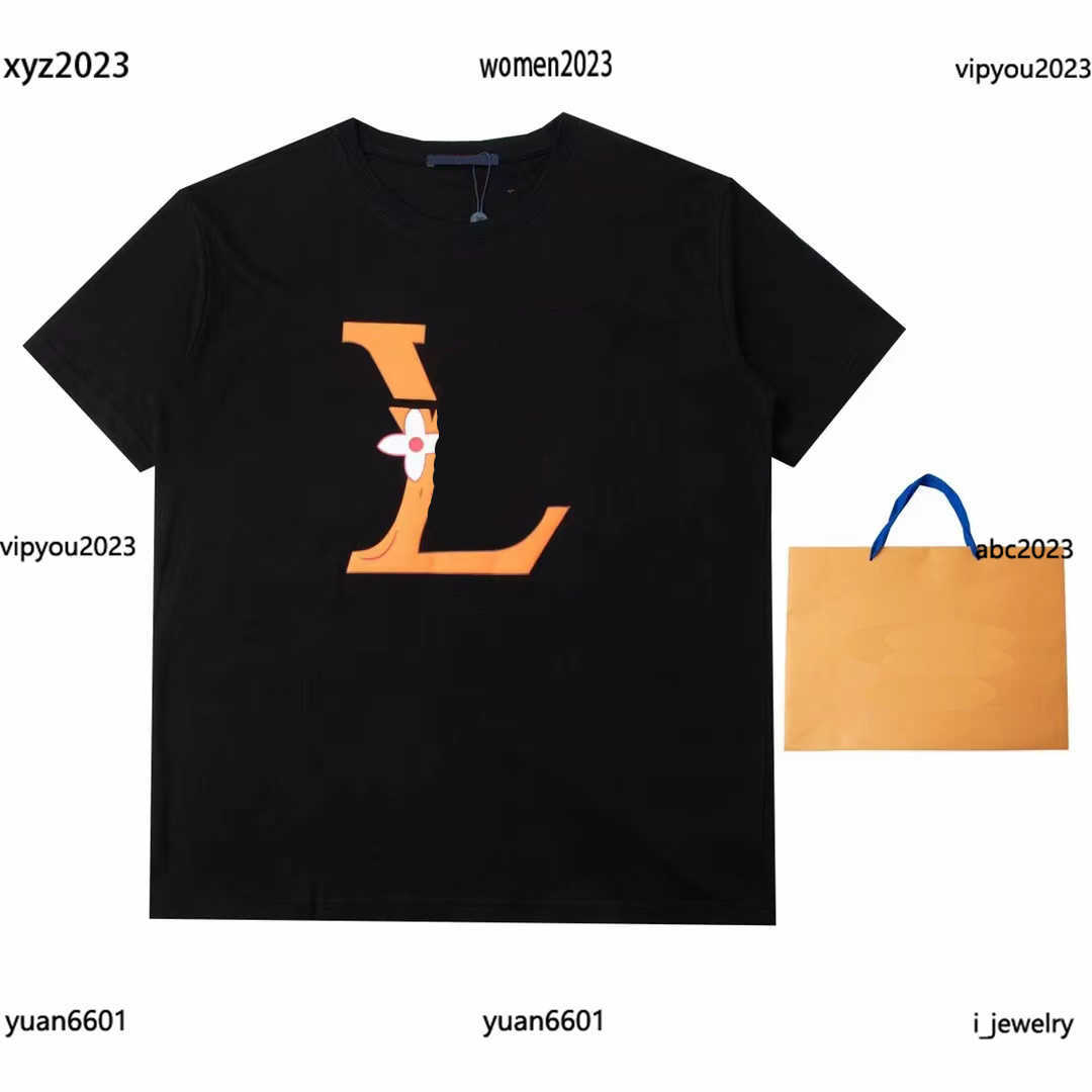 

Men's T-shirt Fashion round neck tees pure cotton t shirt Front and back cartoon letter printing casual short-sleeved New listing, Black