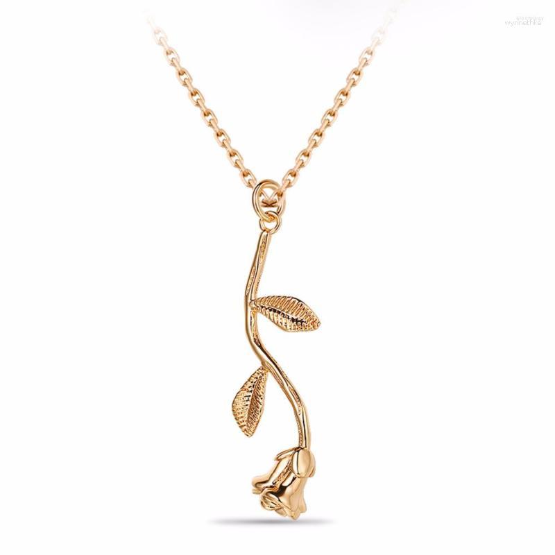 

Pendant Necklaces High Quality Champagne Gold/White Gold Color For Women Gift Rose Shape Necklace