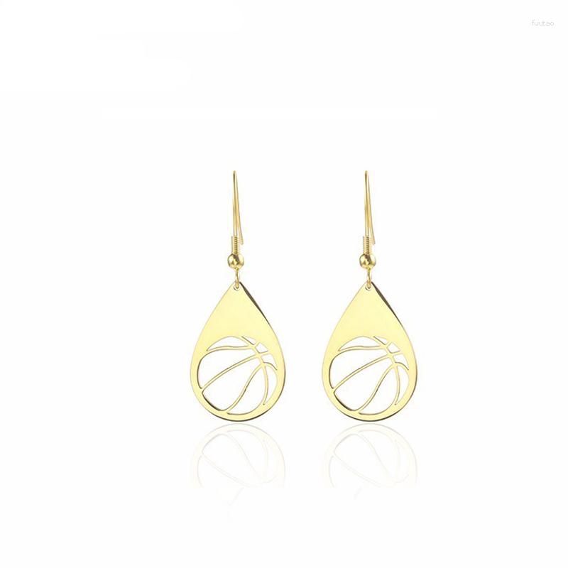 

Dangle Earrings Stainless Steel Water Drop Frame Hollowed Basketball Simple Sports Irregular Ladies Jewellery